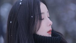 冬季 雪 美女 围巾 唯美